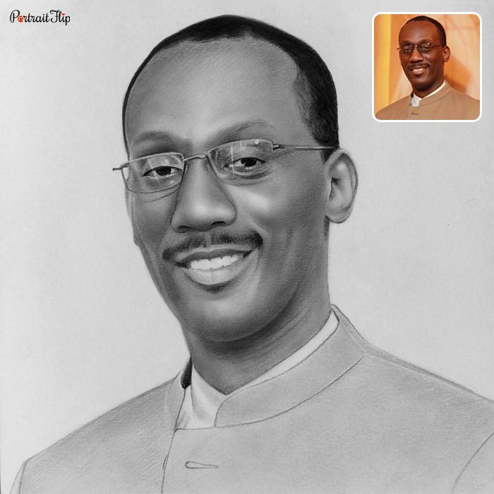 Picture of a man which is converted into pencil paintings