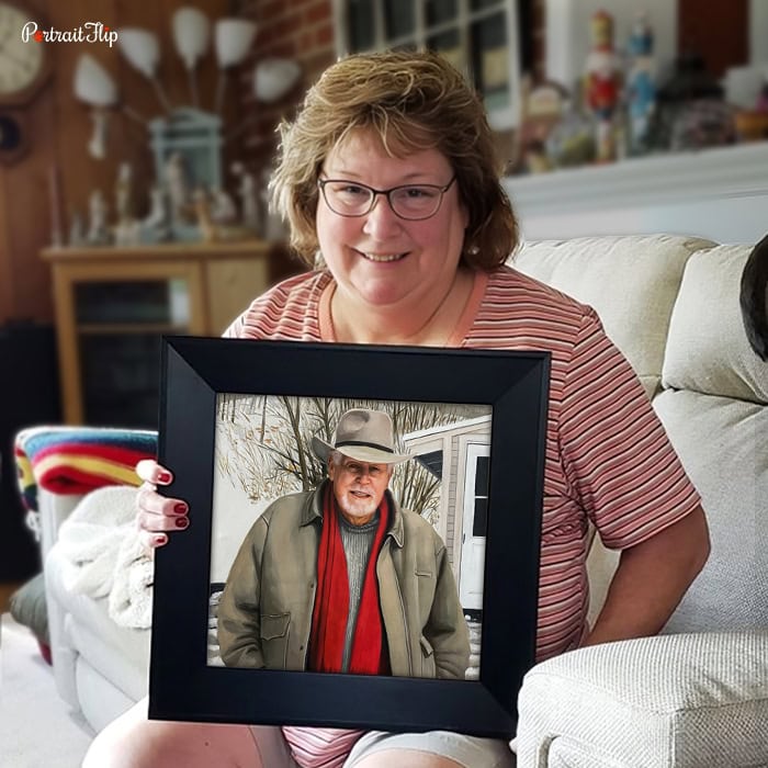 Happy customer with his custom personal portrait