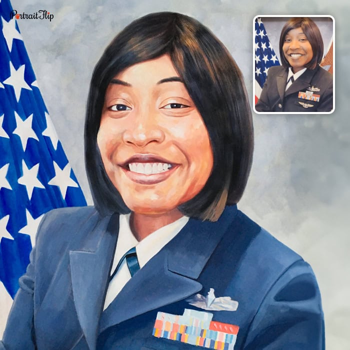 US Officer pastel painting