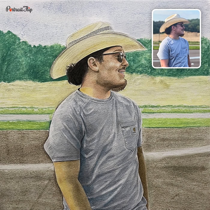 boy colored pencil painting