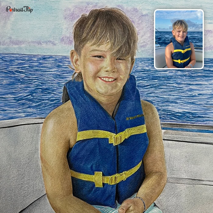 kid colored pencil portrait