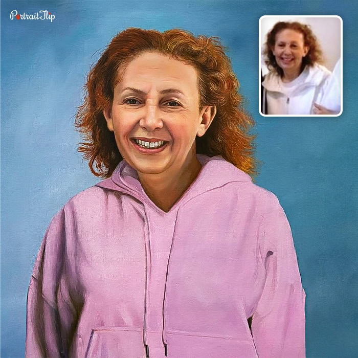 laughing woman acrylic painting