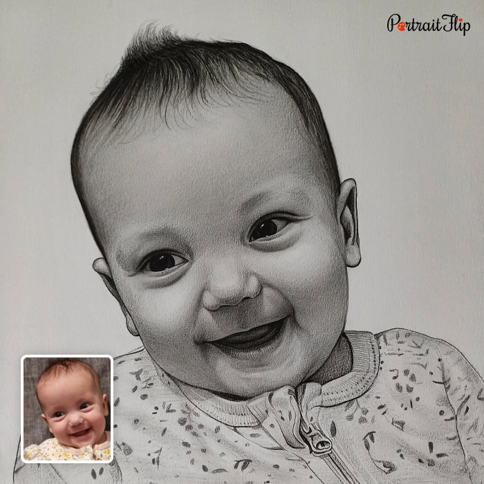 baby pencil portrait