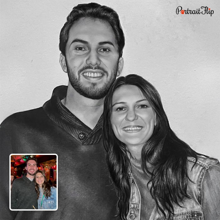 couple charcoal drawing