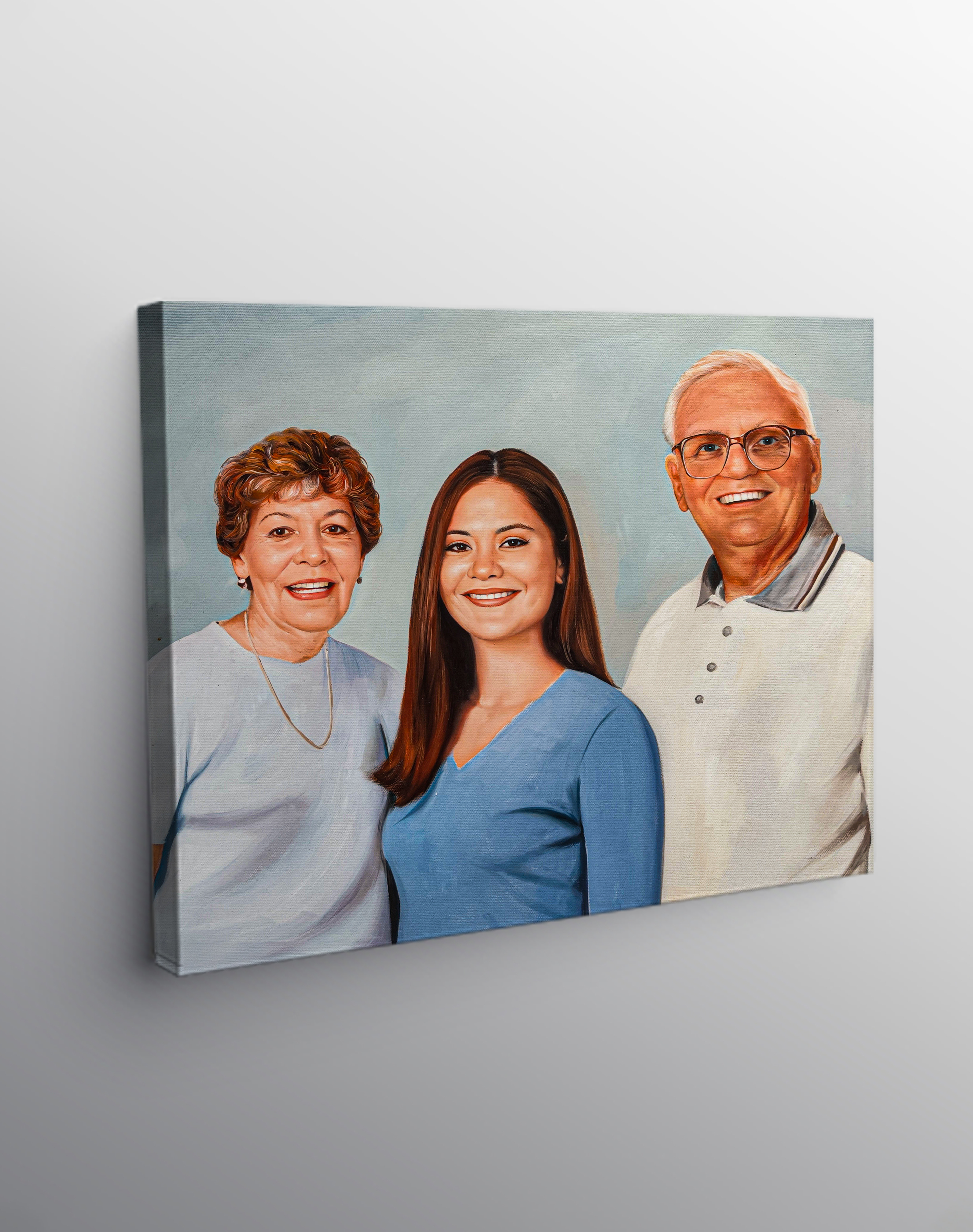 Gallery wrapped acrylic portrait of three generations